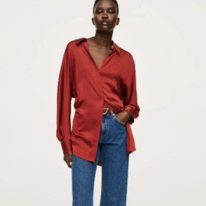 NWT Mango Flowy Satin Finish Shirt